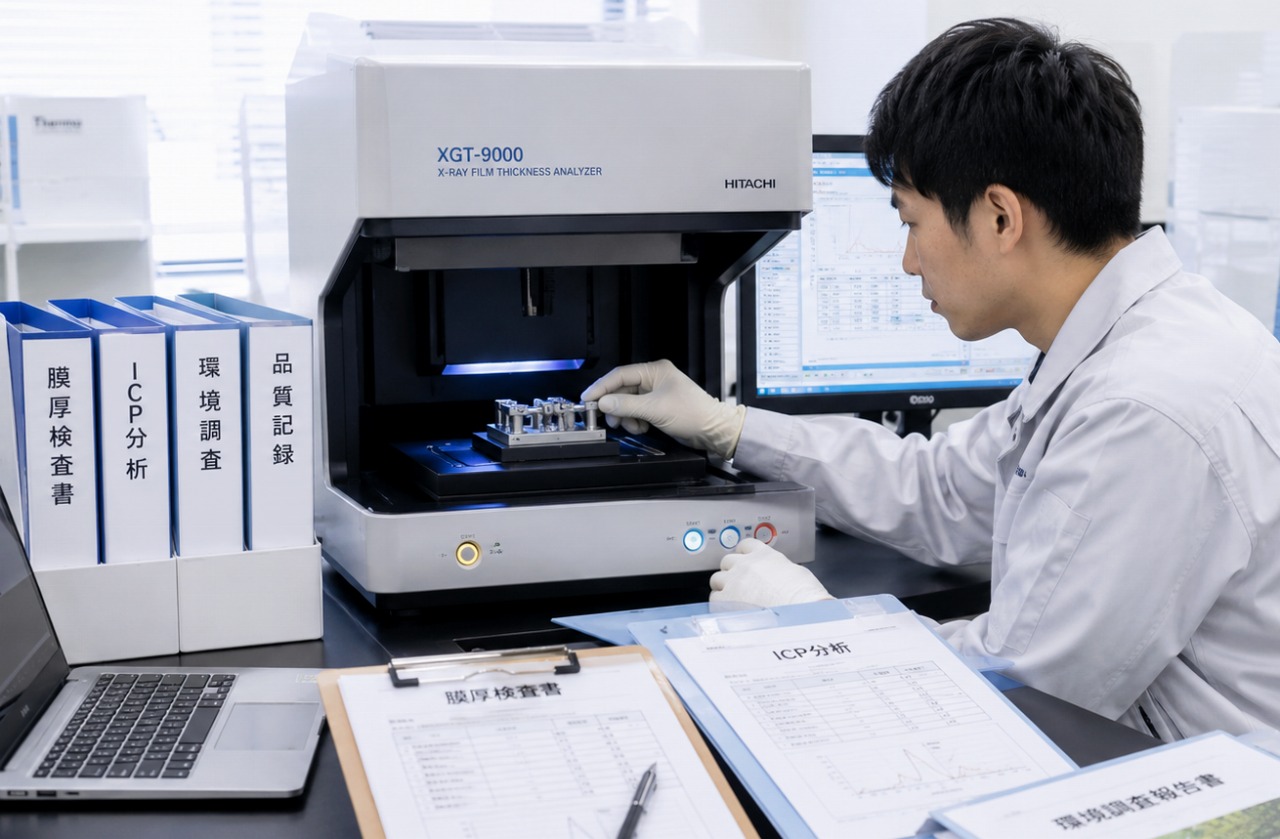 メッキ膜厚検査書・RoHs分析・環境調査 ICP分析
